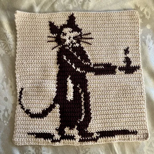 Vintage Children's Motif: Kitty Cat Tapestry